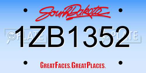1ZB1352 South Dakota License Plate