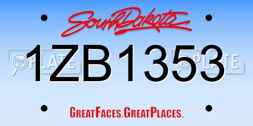 1ZB1353 South Dakota License Plate