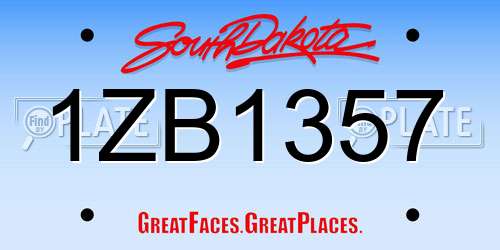 1ZB1357 South Dakota License Plate