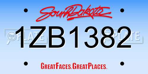 1ZB1382 South Dakota License Plate