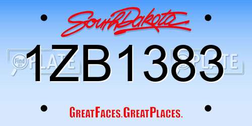 1ZB1383 South Dakota License Plate