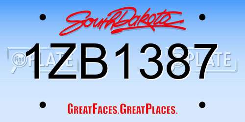 1ZB1387 South Dakota License Plate