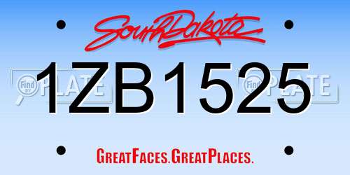 1ZB1525 South Dakota License Plate