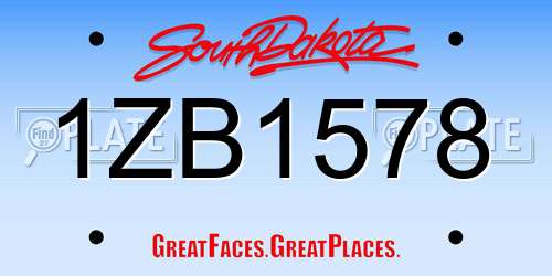 1ZB1578 South Dakota License Plate