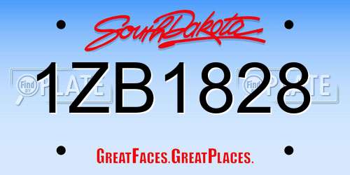 1ZB1828 South Dakota License Plate