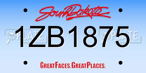 1ZB1875 South Dakota License Plate