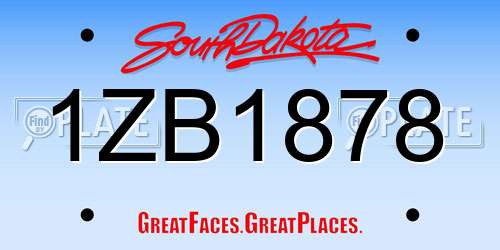 1ZB1878 South Dakota License Plate