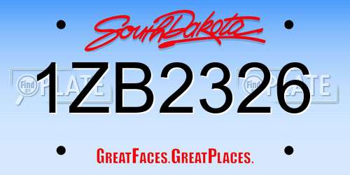1ZB2326 South Dakota License Plate