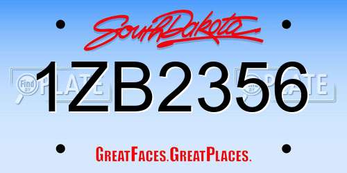 1ZB2356 South Dakota License Plate