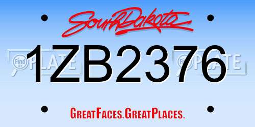 1ZB2376 South Dakota License Plate