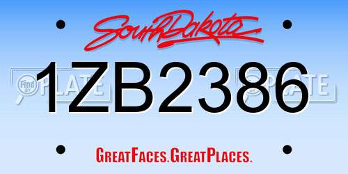 1ZB2386 South Dakota License Plate