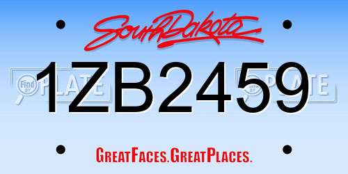 1ZB2459 South Dakota License Plate
