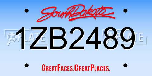 1ZB2489 South Dakota License Plate