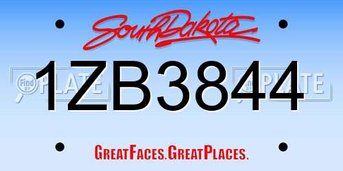1ZB3844 South Dakota License Plate