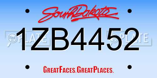 1ZB4452 South Dakota License Plate