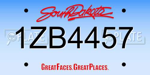 1ZB4457 South Dakota License Plate