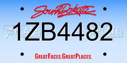 1ZB4482 South Dakota License Plate