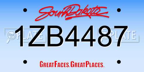 1ZB4487 South Dakota License Plate