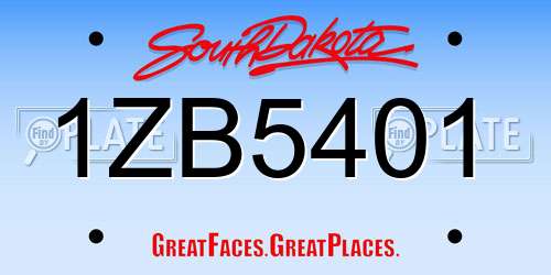 1ZB5401 South Dakota License Plate