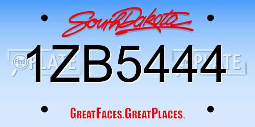 1ZB5444 South Dakota License Plate