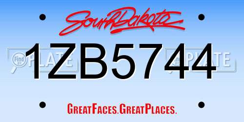 1ZB5744 South Dakota License Plate