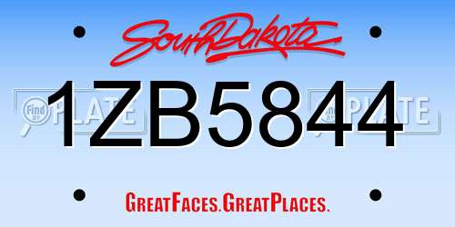 1ZB5844 South Dakota License Plate