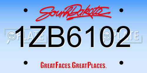 1ZB6102 South Dakota License Plate