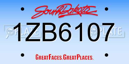 1ZB6107 South Dakota License Plate