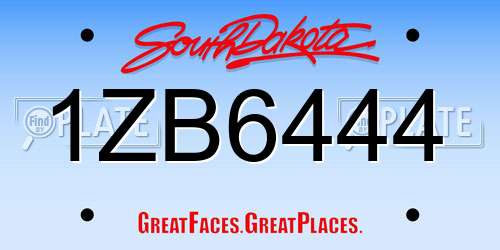 1ZB6444 South Dakota License Plate