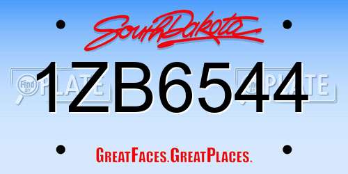 1ZB6544 South Dakota License Plate