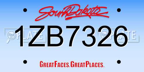1ZB7326 South Dakota License Plate