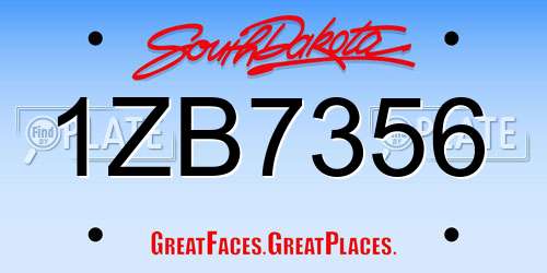 1ZB7356 South Dakota License Plate