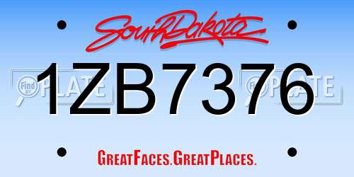 1ZB7376 South Dakota License Plate