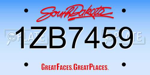 1ZB7459 South Dakota License Plate
