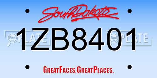 1ZB8401 South Dakota License Plate