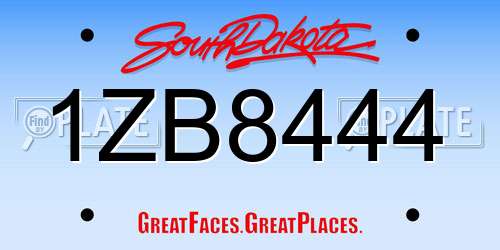 1ZB8444 South Dakota License Plate