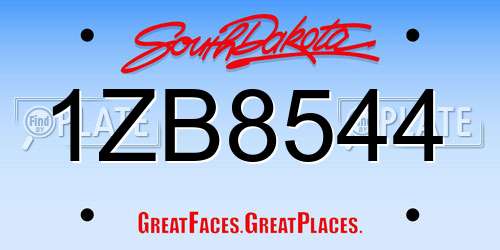 1ZB8544 South Dakota License Plate