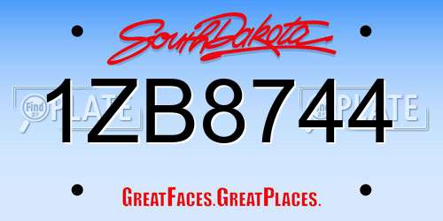 1ZB8744 South Dakota License Plate