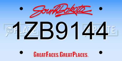 1ZB9144 South Dakota License Plate