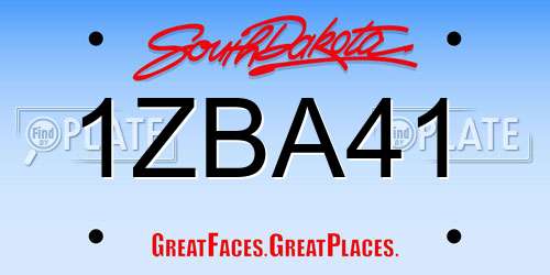 1ZBA41 South Dakota License Plate
