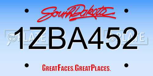 1ZBA452 South Dakota License Plate