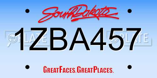 1ZBA457 South Dakota License Plate