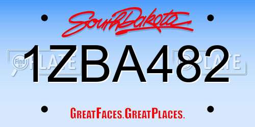 1ZBA482 South Dakota License Plate