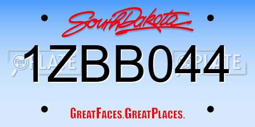 1ZBB044 South Dakota License Plate