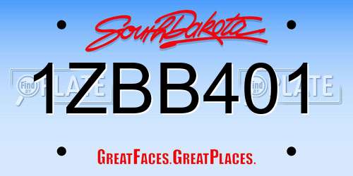 1ZBB401 South Dakota License Plate