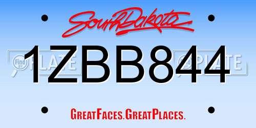 1ZBB844 South Dakota License Plate