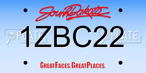 1ZBC22 South Dakota License Plate