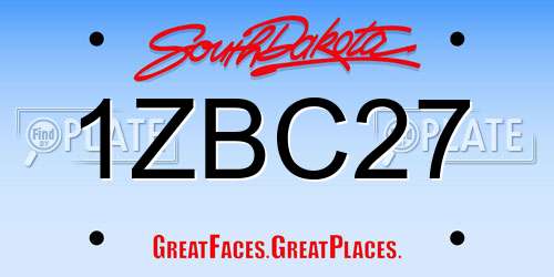 1ZBC27 South Dakota License Plate