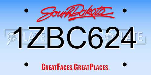 1ZBC624 South Dakota License Plate
