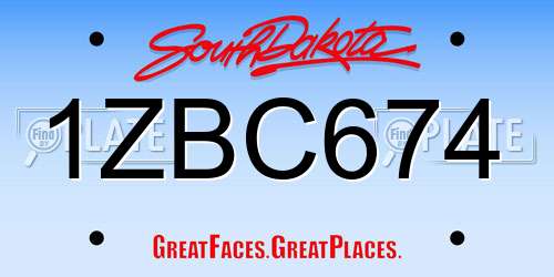 1ZBC674 South Dakota License Plate